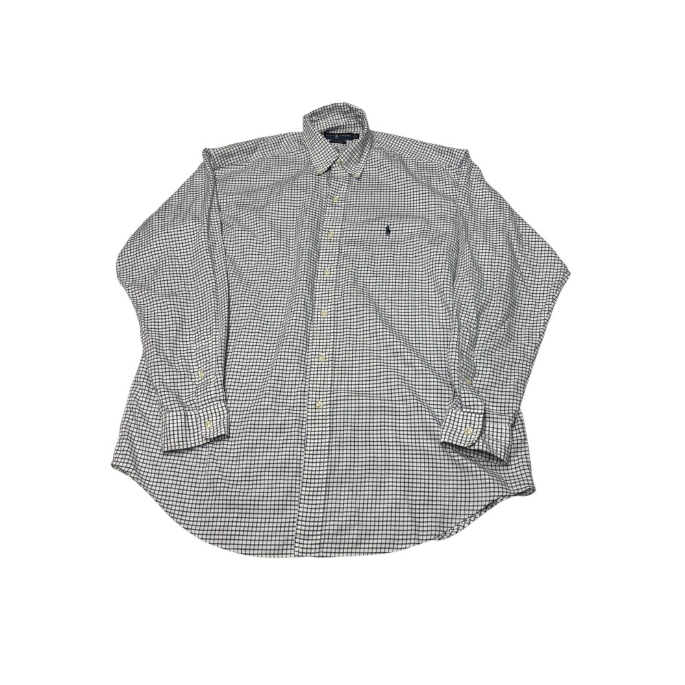 Polo Ralph Lauren Blake Mens Large‎ Blue White Check Cotton Button Down Shirt